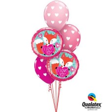 Bukiet 130 Love You Foxy Heart Qualatex #23459-2 18078-3